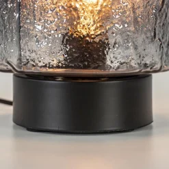 Straluma Kleine tafellamp zwart met smoke glazen kap><noscript><img width=