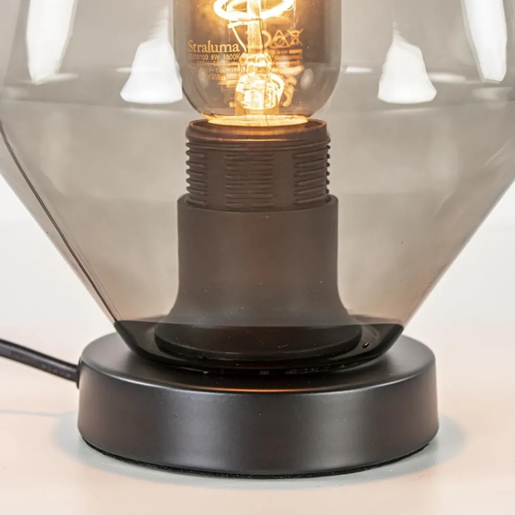 Straluma Kleine tafellamp zwart met smoke glas> Tafellampen|Klassieke Verlichting