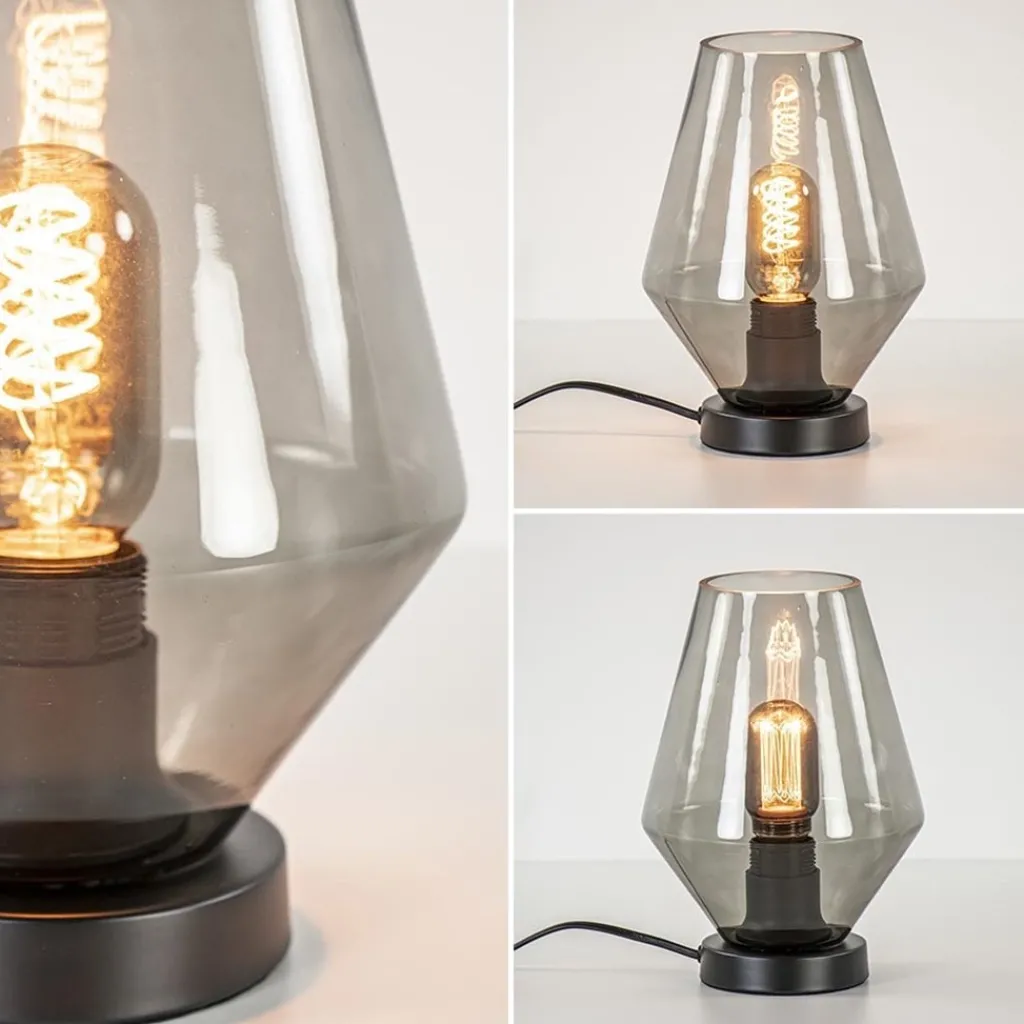Straluma Kleine tafellamp zwart met smoke glas> Tafellampen|Klassieke Verlichting