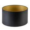 Straluma Lampenkap zwart/goud cilinder met gouden binnenzijde, hoogte 20cm, Ø 35cm, warm omgeslagen> Lampenkappen|Landelijke Verlichting