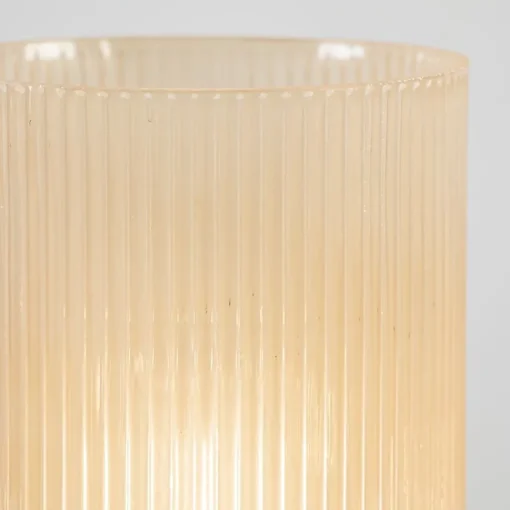 Straluma L&L grote ribglas tafellamp peach op batterijen Phoebe> Tafellampen|Light and Living