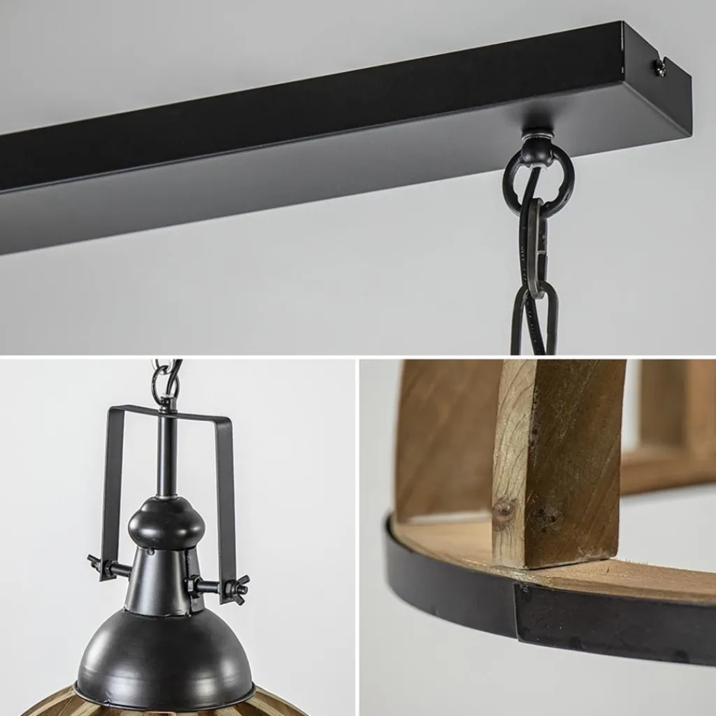 Straluma Landelijk industriële 2-lichts hanglamp hout/zink> Eettafellampen|Light and Living