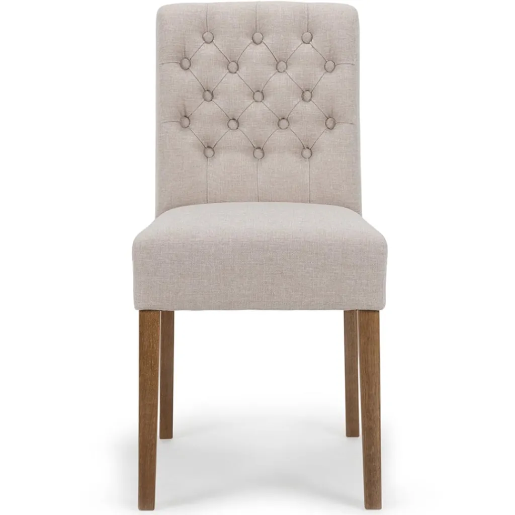 Straluma Landelijke eetkamerstoel stof met eiken pootjes> Eetkamerstoelen