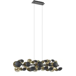 Straluma Langwerpige hanglamp grijs/goud + amber glas> Hanglampen|Eettafellampen