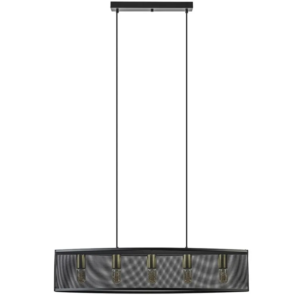 Straluma Langwerpige hanglamp mat zwart metaal met goud> Eettafellampen|Keukenverlichting