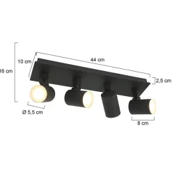 Straluma Langwerpige LED opbouwspot zwart 4-lichts><noscript><img width=