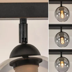 Straluma Langwerpige plafondlamp mat zwart met smoke glazen bollen></noscript> Woonkamerlampen|Slaapkamerlampen