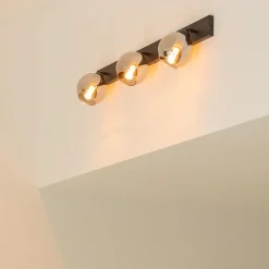 Straluma Langwerpige plafondlamp mat zwart met smoke glazen bollen></noscript> Woonkamerlampen|Slaapkamerlampen