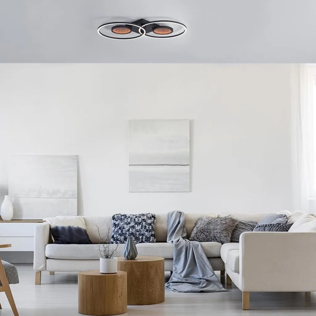 Straluma LED plafondlamp zwart ringen met RGB en memory> Plafondlampen|LED Plafondlampen