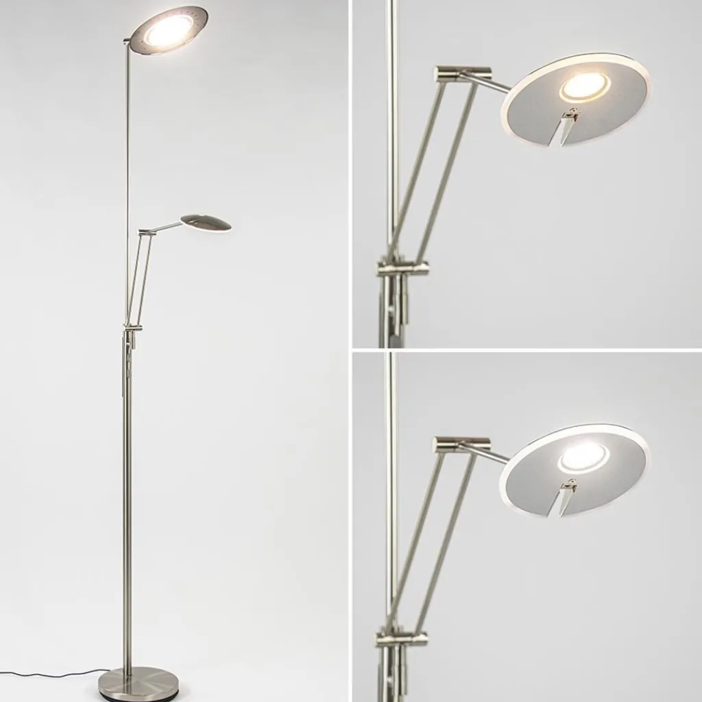Straluma LED uplighter met verstelbare leesarm nikkel> Vloerlampen|Leeslampen