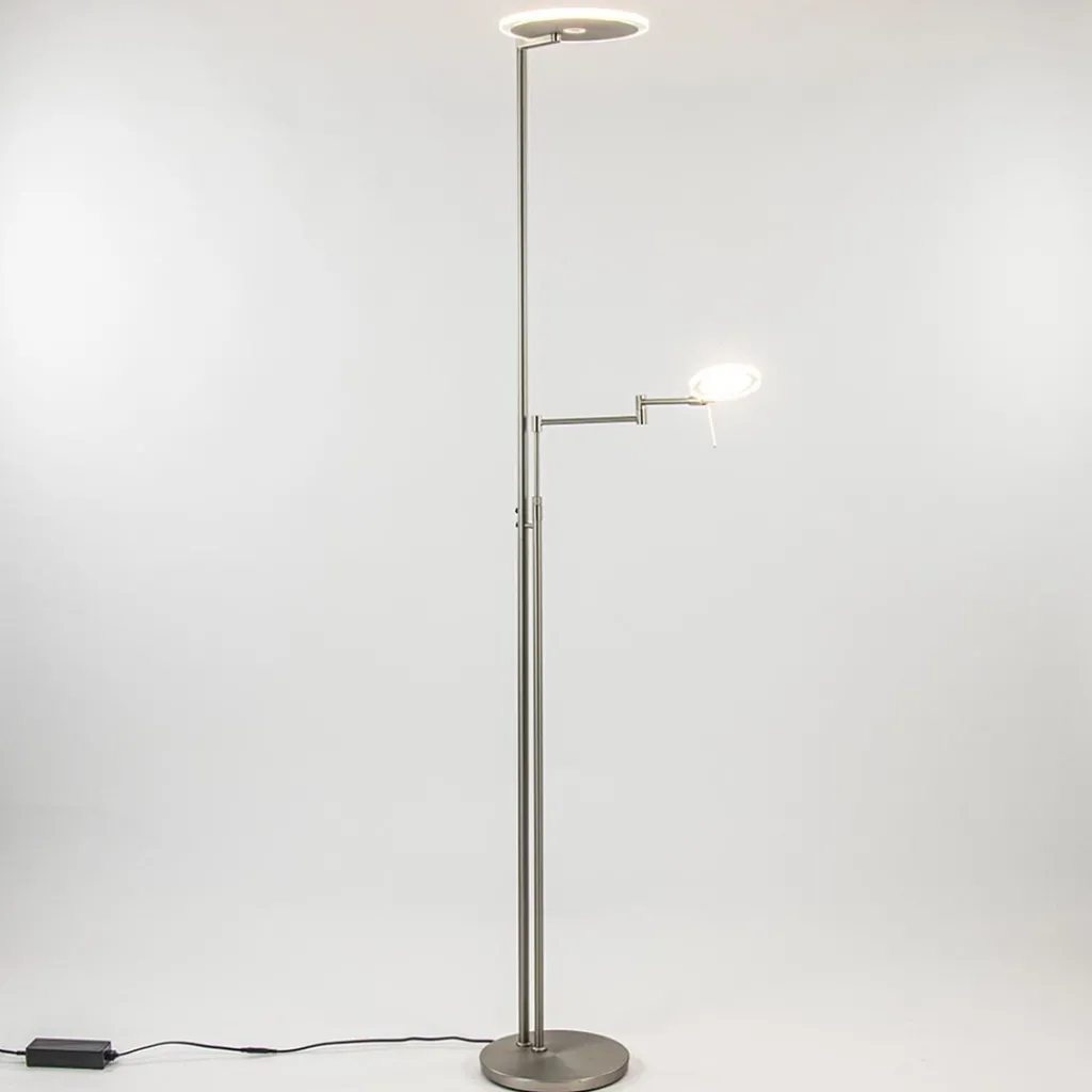 Straluma LED vloerlamp staal met uplighter en helder glas> Vloerlampen|Leeslampen