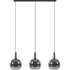 Straluma 3-Lichts eettafelhanglamp mat zwart met smoke glas 30 cm> Eettafellampen|Pendel Lampen