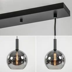 Straluma 3-Lichts eettafelhanglamp mat zwart met smoke glas 30 cm><noscript><img width=