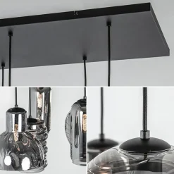 Straluma 6-Lichts eettafelhanglamp met smoke/titanium glas><noscript><img width=