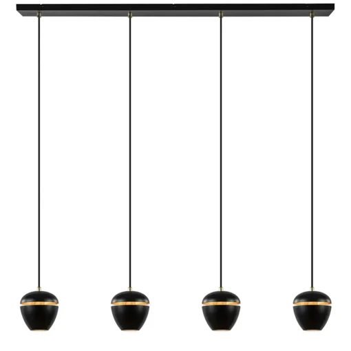 Straluma 4-Lichts eettafelhanglamp mat zwart met goud> Eettafellampen|Eetkamerverlichting