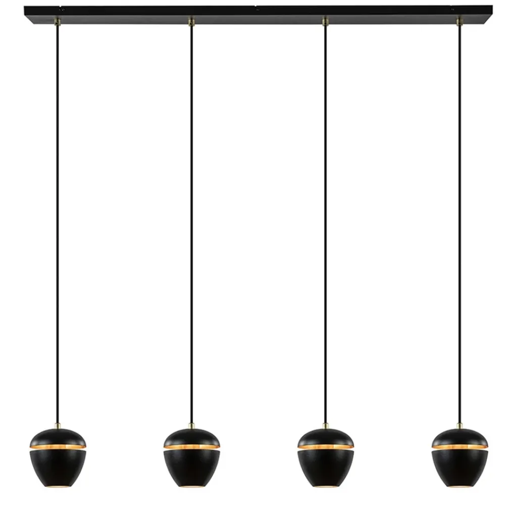 Straluma 4-Lichts eettafelhanglamp mat zwart met goud> Eettafellampen|Eetkamerverlichting