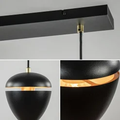 Straluma 4-Lichts eettafelhanglamp mat zwart met goud><noscript><img width=