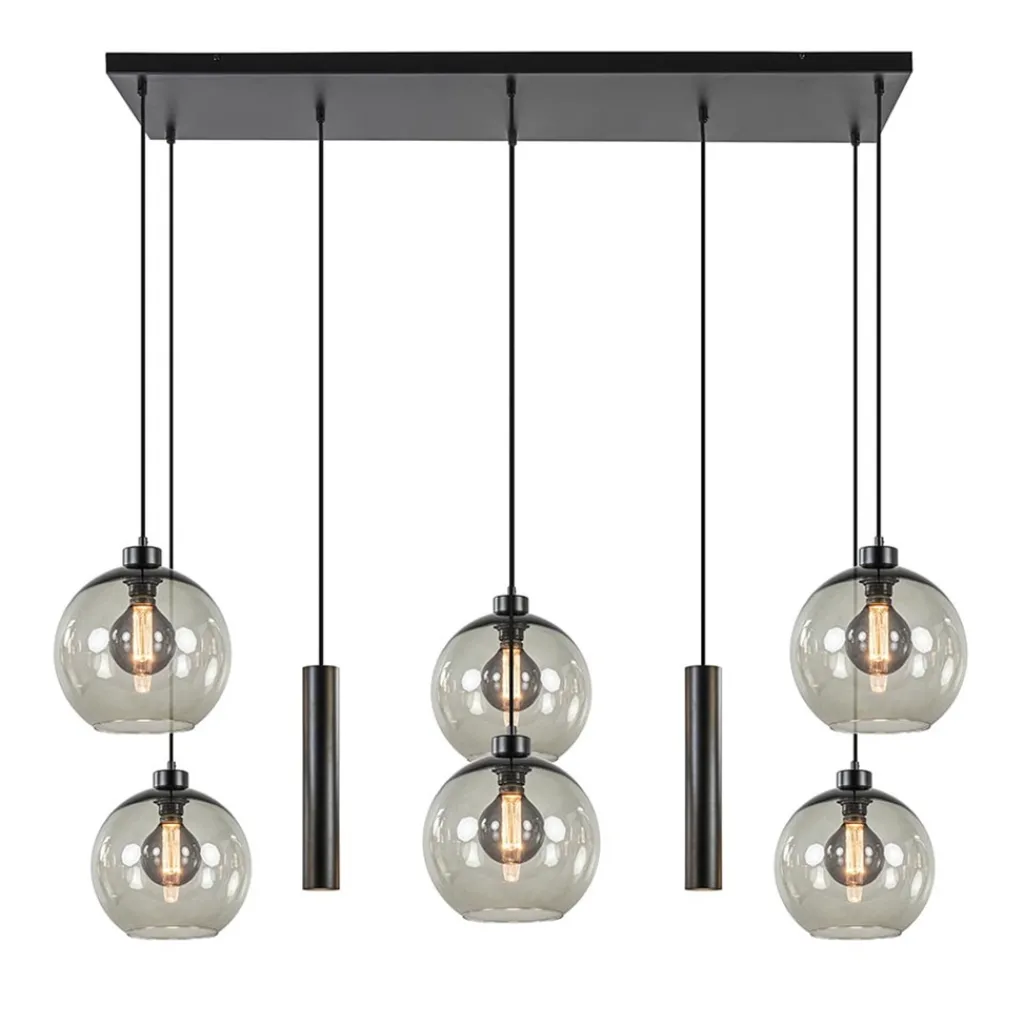 Straluma 8-Lichts eettafelhanglamp smoke glas + GU10 spots> Eettafellampen|Pendel Lampen