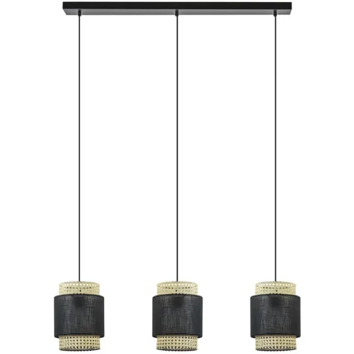 Straluma 3-Lichts eettafelhanglamp webbing met zwart> Eettafellampen|Keukenverlichting