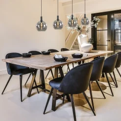 Straluma 4-lichts eettafelhanglamp zwart met smoke glazen bollen><noscript><img width=