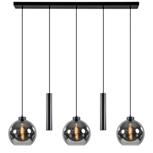 Straluma 5-Lichts hanglamp cilinders en smoke glas> Hanglampen|Eettafellampen