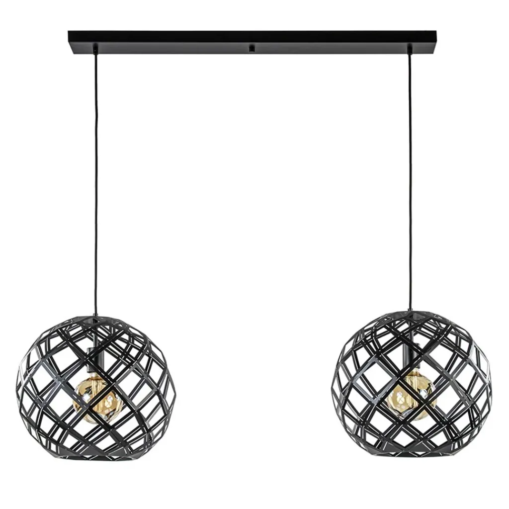 Straluma 2-Lichts hanglamp Scandinavisch/landelijk mat zwart> Eettafellampen|Keukenverlichting