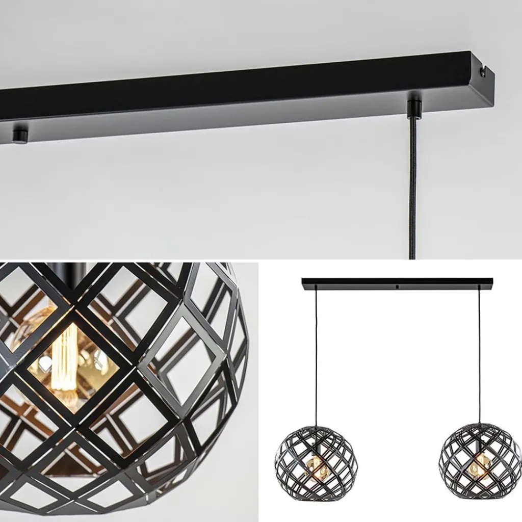 Straluma 2-Lichts hanglamp Scandinavisch/landelijk mat zwart> Eettafellampen|Keukenverlichting
