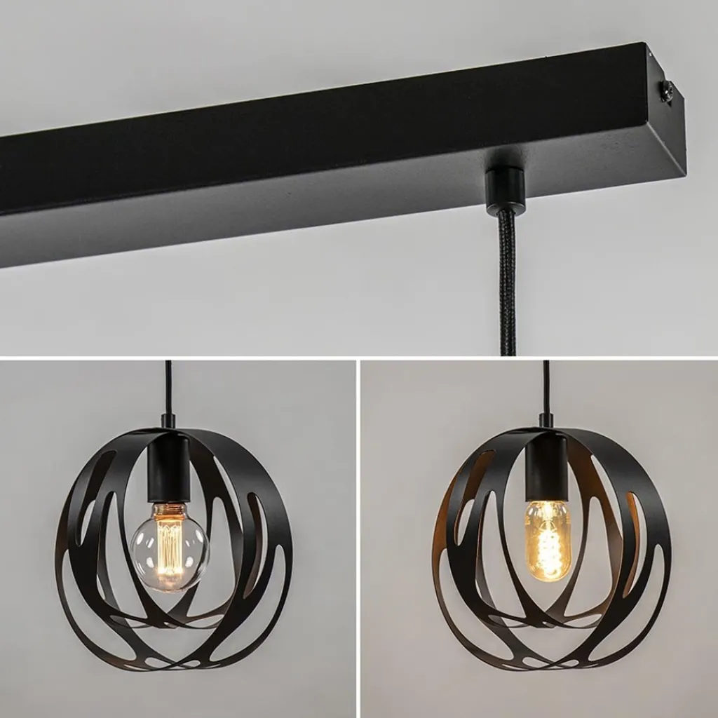 Straluma 3-Lichts hanglamp zwart met ronde kappen> Eettafellampen|Eetkamerverlichting