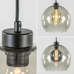 Straluma 3-Lichts hanglamp zwart met smoke glas><noscript><img width=