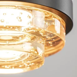 Straluma 5-Lichts LED eettafelhanglamp zwart met champagne glas><noscript><img width=
