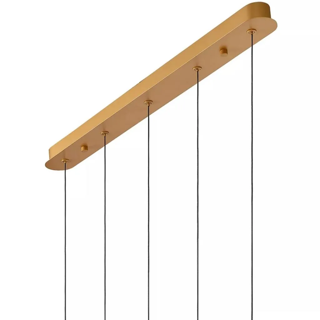 Straluma 5-Lichts LED eettafelhanglamp goud met glas> Hanglampen|Eettafellampen