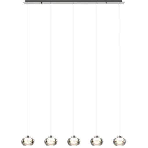 Straluma 5-Lichts LED eettafelhanglamp smoke glas dimbaar> Hanglampen|Eettafellampen