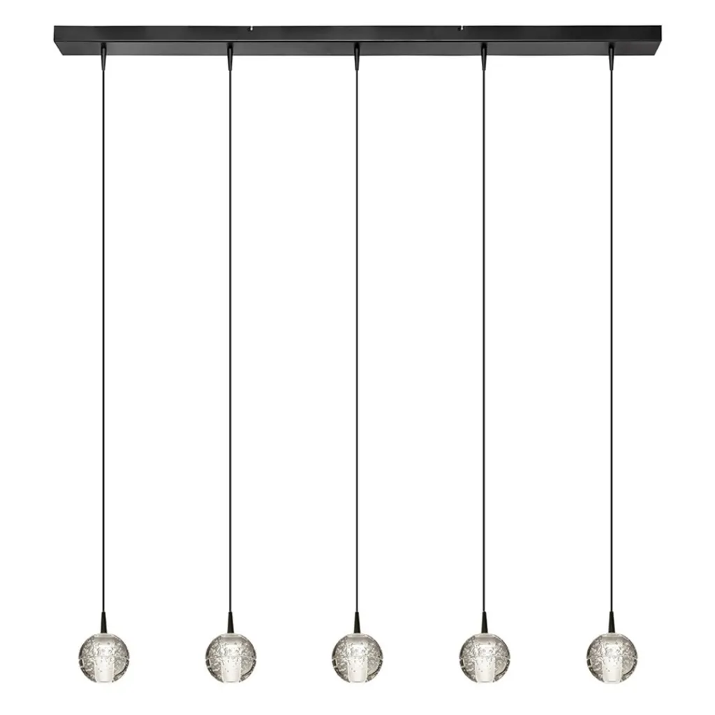 Straluma 5-Lichts LED eettafelhanglamp helder glazen bollen> Hanglampen|Eettafellampen