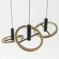 Straluma 3-Lichts LED hanglamp ringen rond zwart/goud dimbaar><noscript><img width=