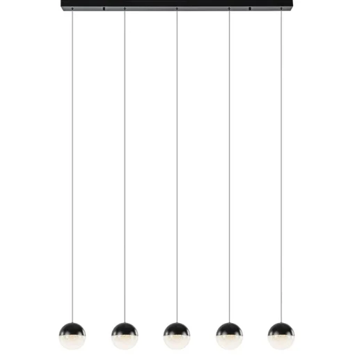 Straluma 5-Lichts LED hanglamp zwart met diamant zand 3-standen dimbaar> Hanglampen|Eettafellampen