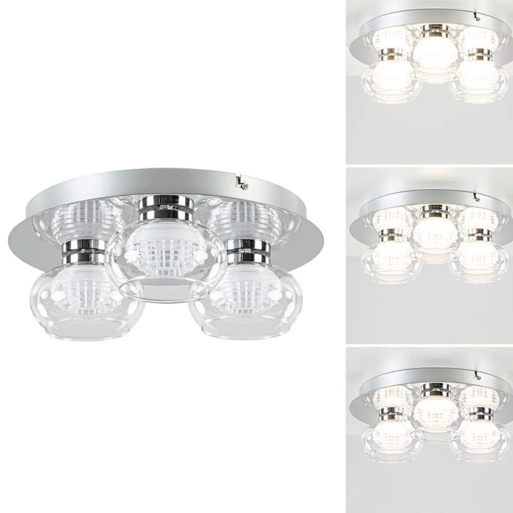 Straluma 3-Lichts LED plafondlamp chroom met helder glas> Plafondlampen|Halverlichting