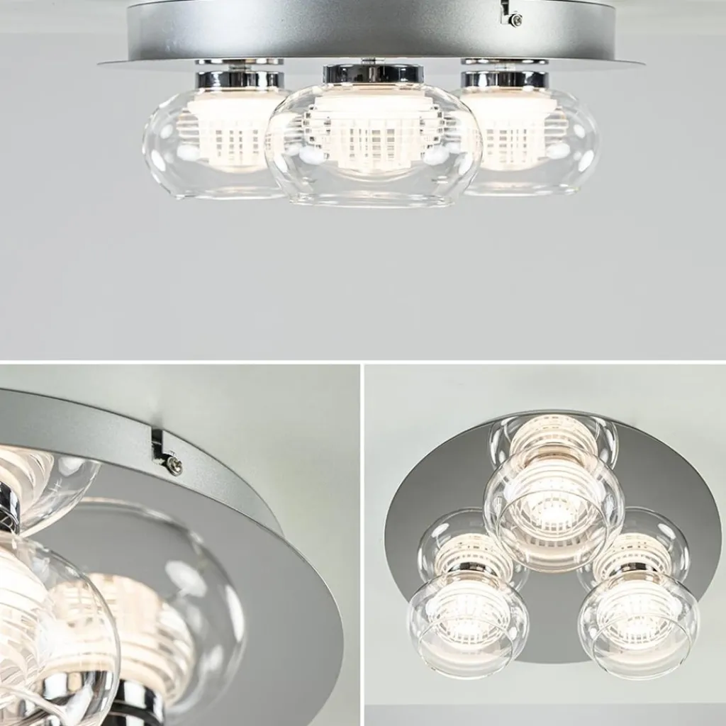 Straluma 3-Lichts LED plafondlamp chroom met helder glas> Plafondlampen|Halverlichting