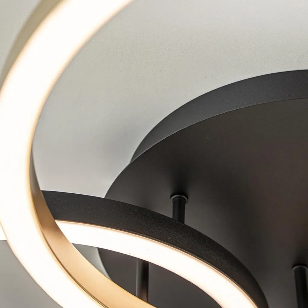 Straluma 3-Lichts LED plafondlamp zwart/goud 3-standen dimbaar> Plafondlampen|LED Plafondlampen