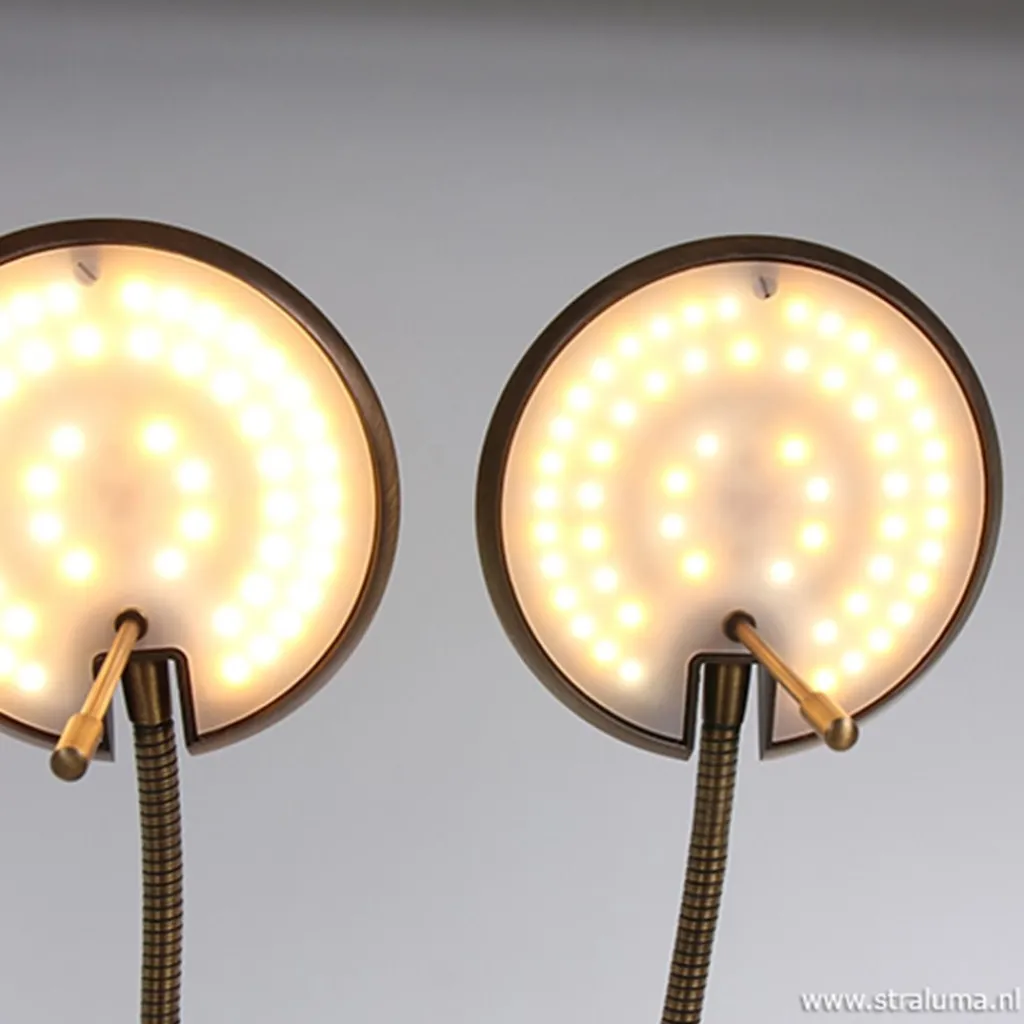 Straluma 2-Lichts leeslamp brons LED dimbaar> Vloerlampen|Leeslampen
