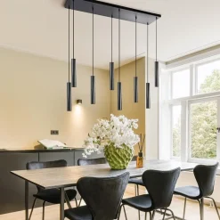 Straluma 8-Lichts metalen hanglamp cilinders mat zwart><noscript><img width=