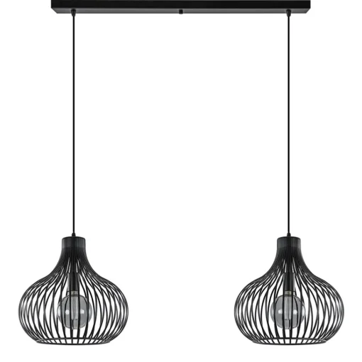 Straluma 2-Lichts moderne hanglamp draad zwart> Eettafellampen|Draadlampen