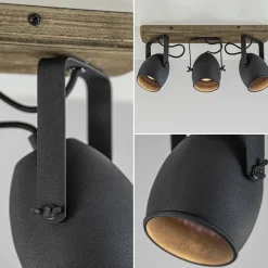 Straluma 3-Lichts opbouwspot mat zwart met hout><noscript><img width=