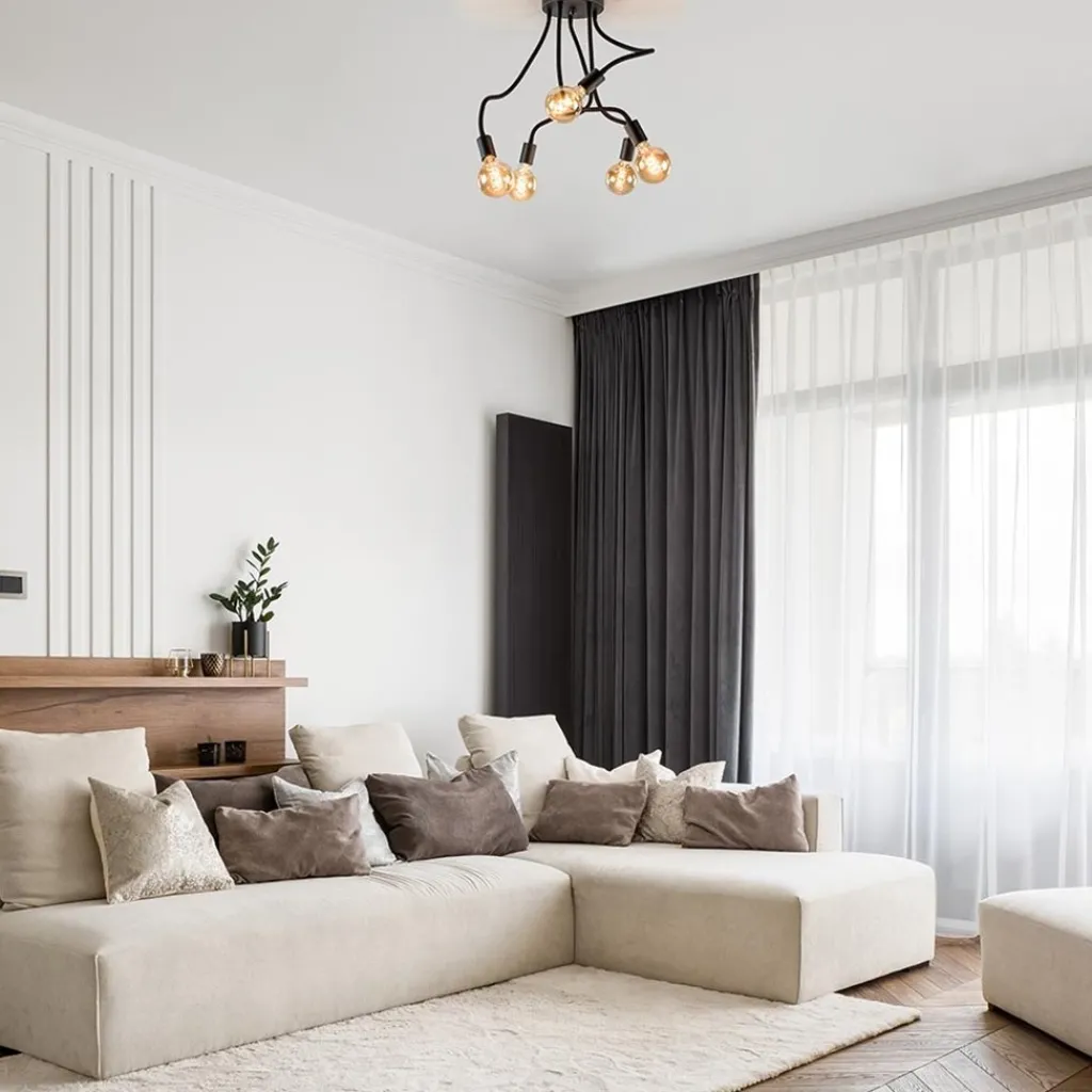 Straluma 5-Lichts plafondlamp mat zwart met flexibele armen> Halverlichting|Plafondlampen