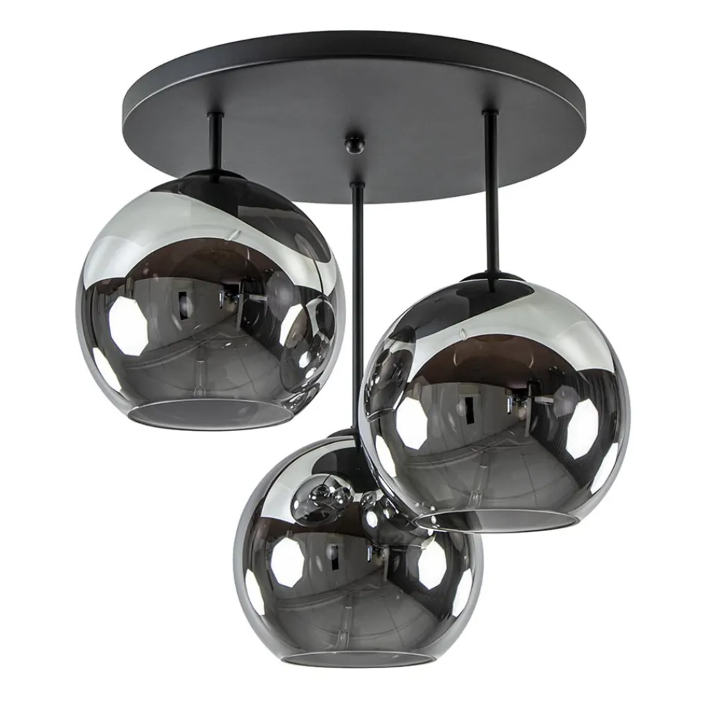 Straluma 3-Lichts plafondlamp mat zwart met titanium glas> Woonkamerlampen|Slaapkamerlampen