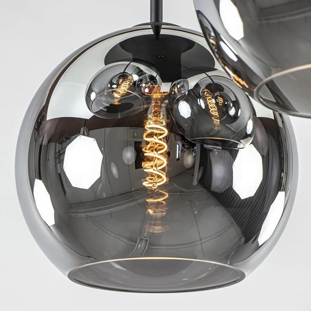 Straluma 3-Lichts plafondlamp mat zwart met titanium glas> Woonkamerlampen|Slaapkamerlampen