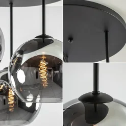 Straluma 3-Lichts plafondlamp mat zwart met titanium glas><noscript><img width=