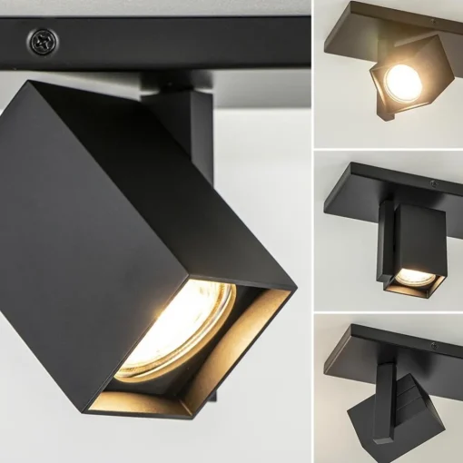 Straluma 2-Lichts plafondlamp met vierkante spots mat zwart> Plafondlampen|Opbouwspots