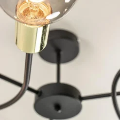 Straluma 3-Lichts plafondlamp zwart met gouden pendels><noscript><img width=