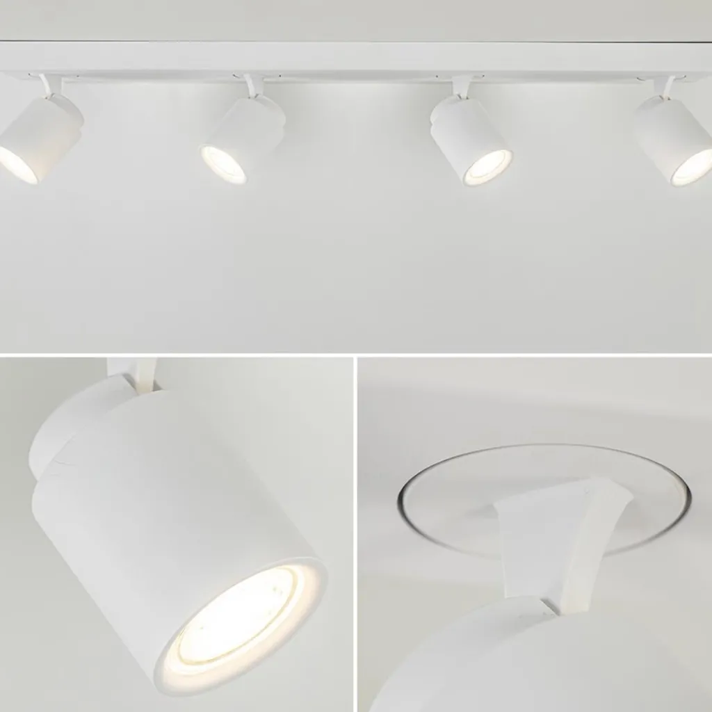 Straluma 4-Lichts plafondspot balk wit metaal> Opbouwspots|Woonkamerlampen
