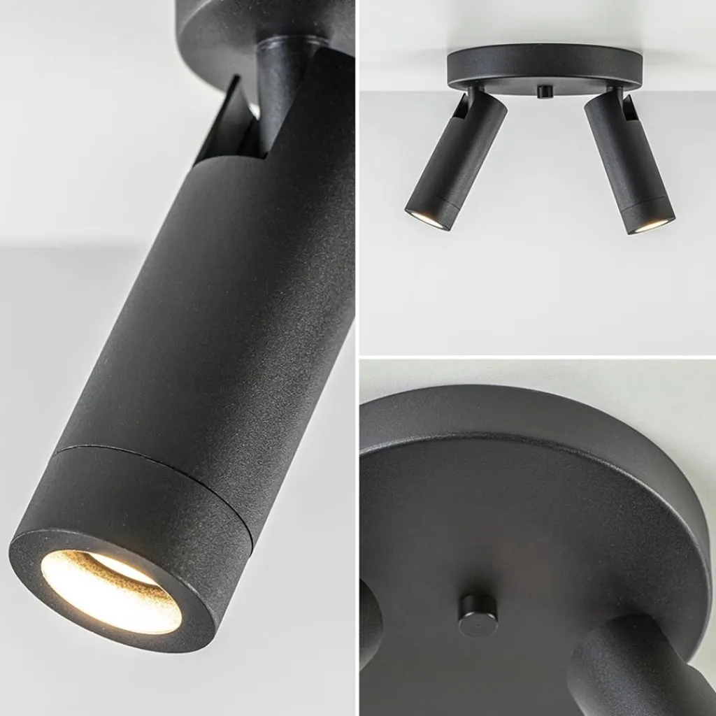 Straluma 2-Lichts plafondspot mat zwart met gouden accent> Opbouwspots|Keukenverlichting